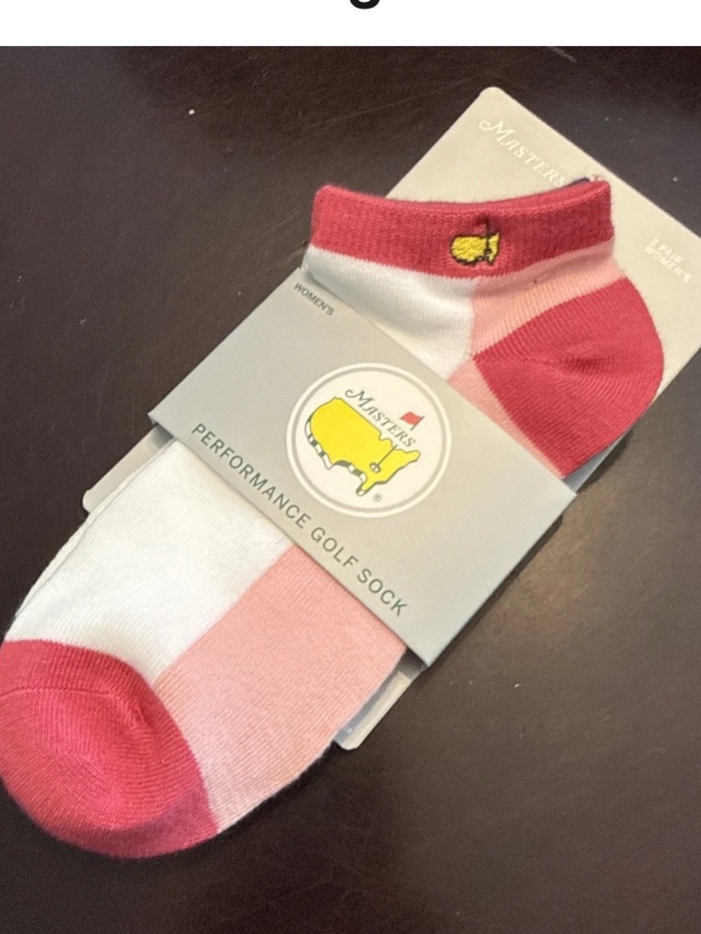 Masters ladies socks. Pink & navy. Purchased at Augusta National
